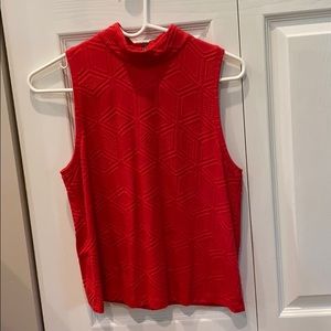 Red Mockneck Sleeveless Top